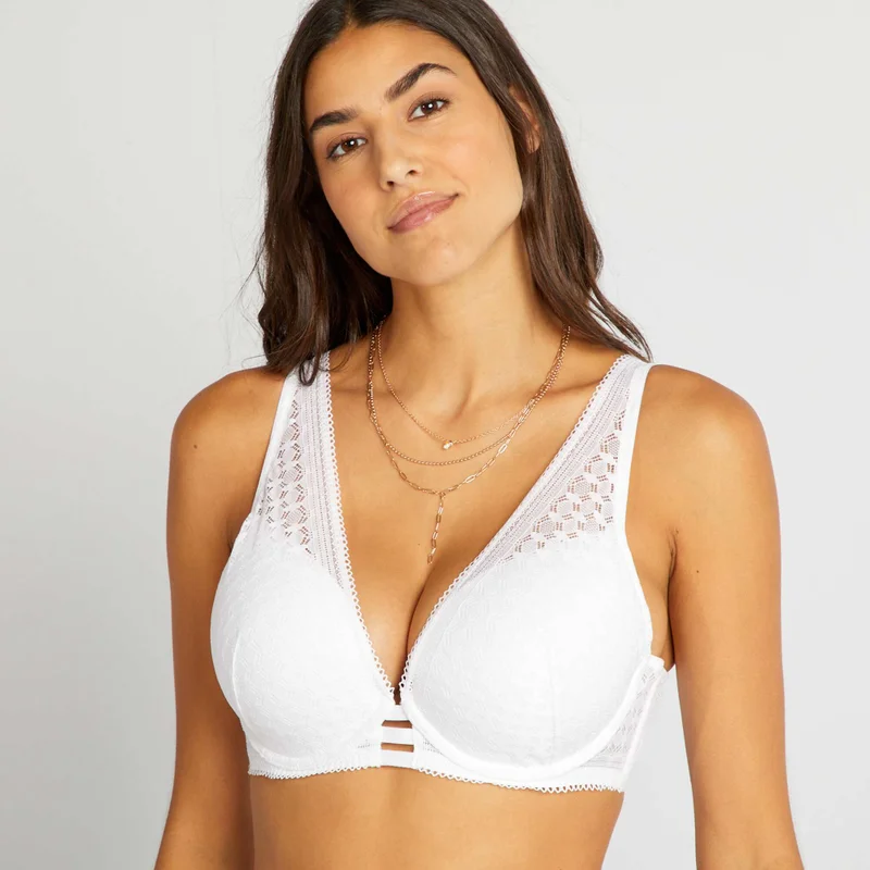 Kiabi Padded Lace Bra For D-E Cups White