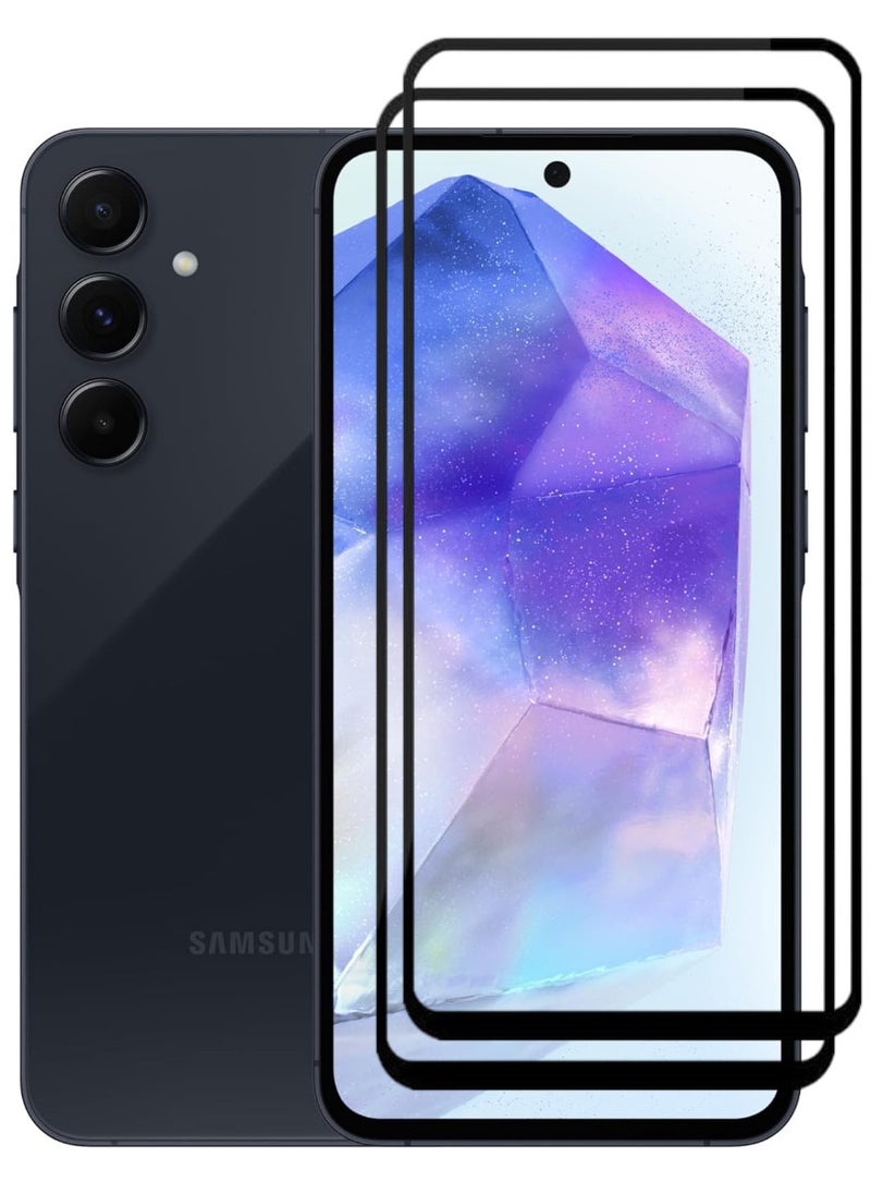 RAYON 2 Pack Tempered Glass Screen Protector 5D Designed For Samsung Galaxy A55 Full Screen Coverage And Bubble Free - Image 1