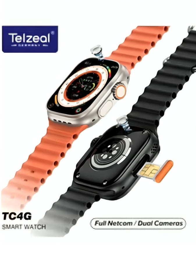 Telzeal - Smart Watch TC4G Dual Camera 2.2 inch Full Display With Sim 4GB Ram 64G With 3 Pairs Straps Compatible With iOS and Android Men's and Women's - Image 1