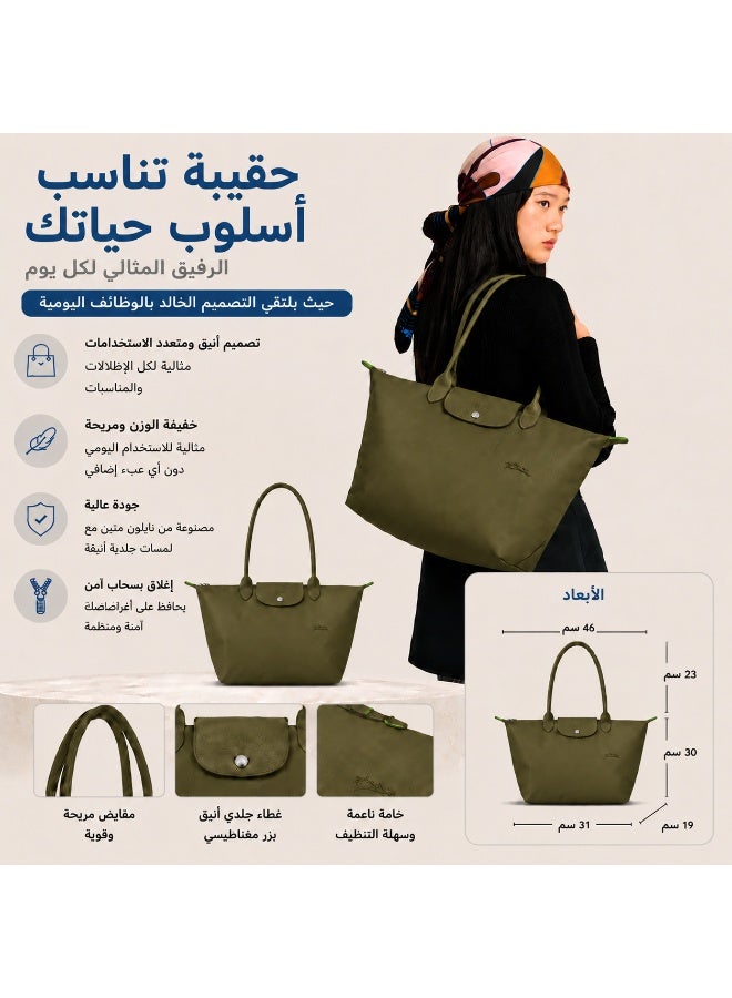 حقيبة توت كبيرة الحجم بلون بيئي لذكرى السبعين، نايلون بلون الأخضر الزيتوني - Image 1