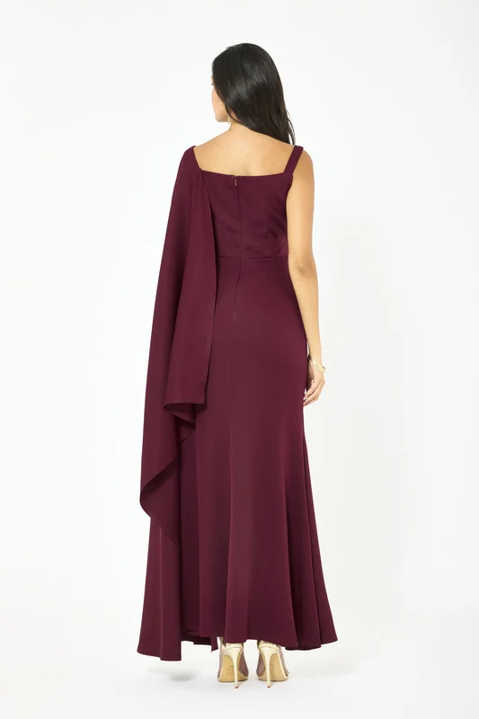 Iyra  Sculpted Side Fall Drape Gown for Women | Best Price UAE