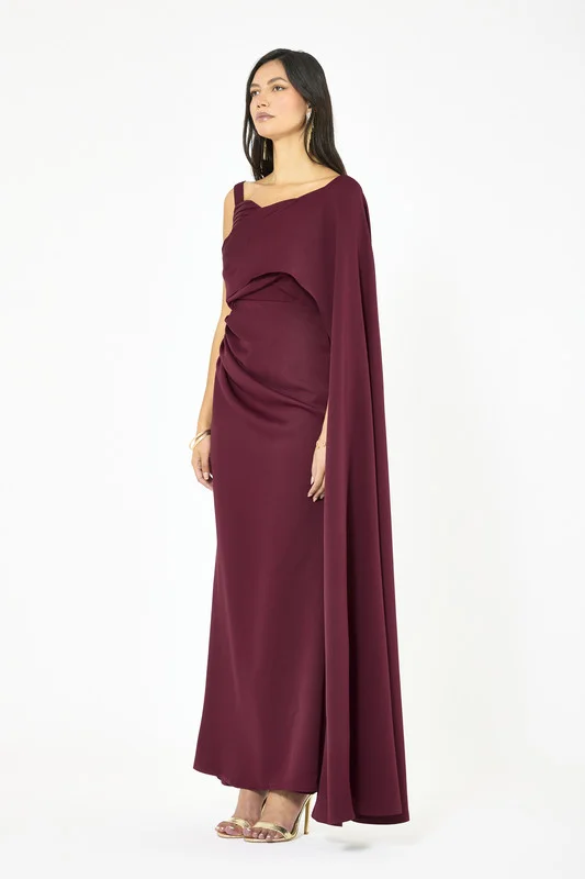 Iyra  Sculpted Side Fall Drape Gown for Women | Best Price UAE