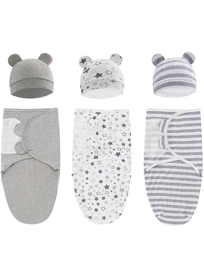 3-Pack Baby Swaddle Sleep Sacks - Soft Cotton Swaddle - Ergonomic Baby Swaddles 0-3 Months (Grey) - Image 1