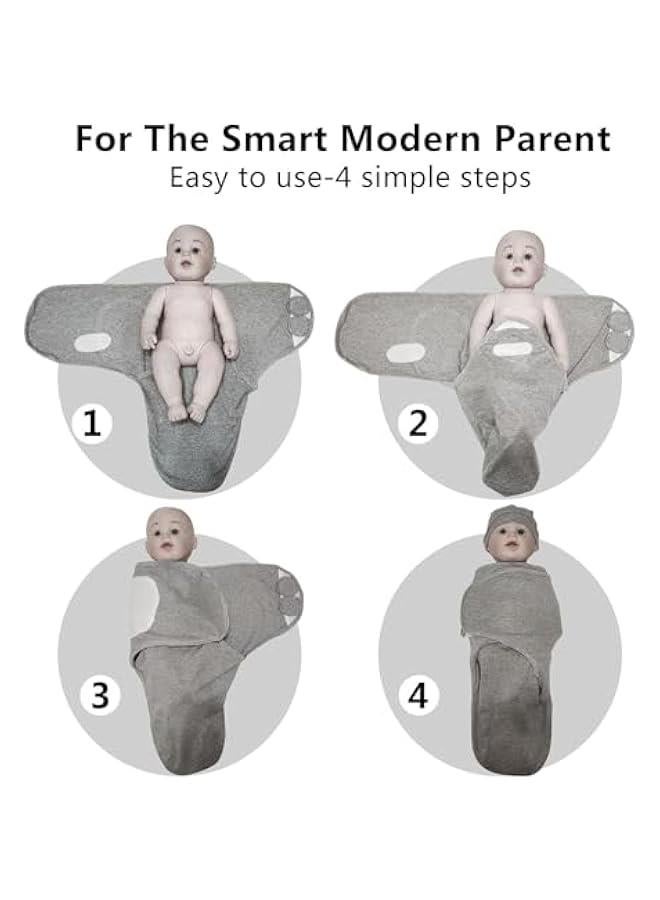 3-Pack Baby Swaddle Sleep Sacks - Soft Cotton Swaddle - Ergonomic Baby Swaddles 0-3 Months (Grey) - Image 3