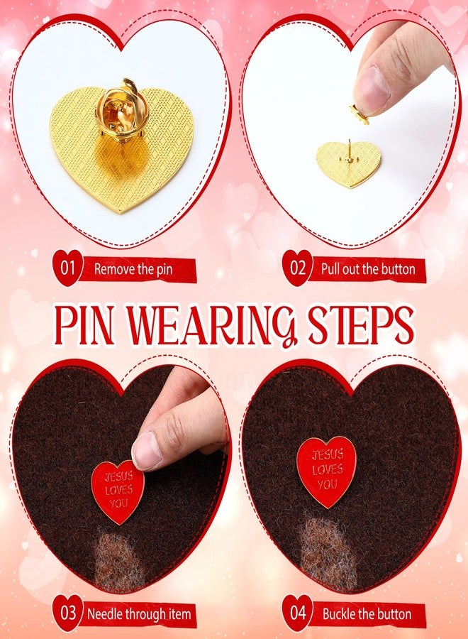 Highergo 100 Pcs Valentines Jesus Love You Pin Bulk Christian Valentines Gift Heart Shaped Enamel Bible Verses Lapel Pin for Coworker Church Sunday School Student Exchange Gift Religious Party Favors - Image 3