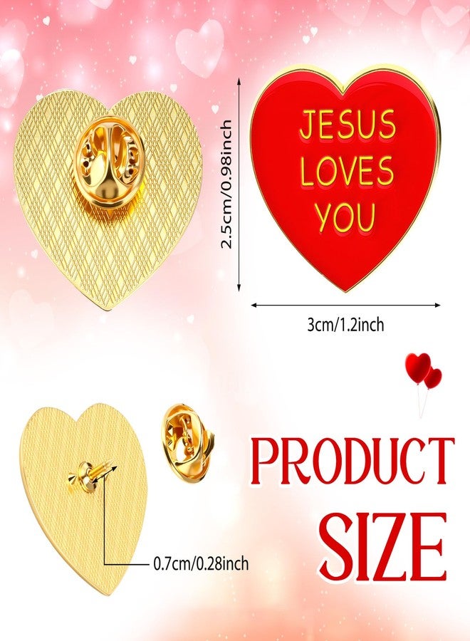 Highergo 100 Pcs Valentines Jesus Love You Pin Bulk Christian Valentines Gift Heart Shaped Enamel Bible Verses Lapel Pin for Coworker Church Sunday School Student Exchange Gift Religious Party Favors - Image 2