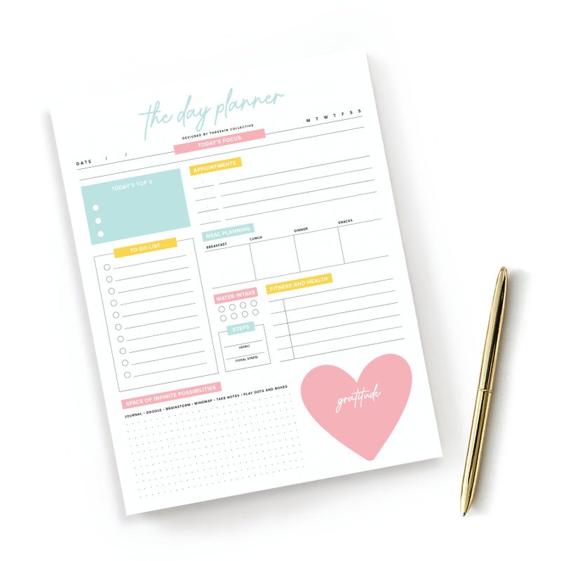 ThreeKin Collective The Day Planner - 8.5 x 11 Daily Planner Pad | Motivational Planner for Women | Time Management and Productivity Tool | Women-Owned USA Business - Image 3