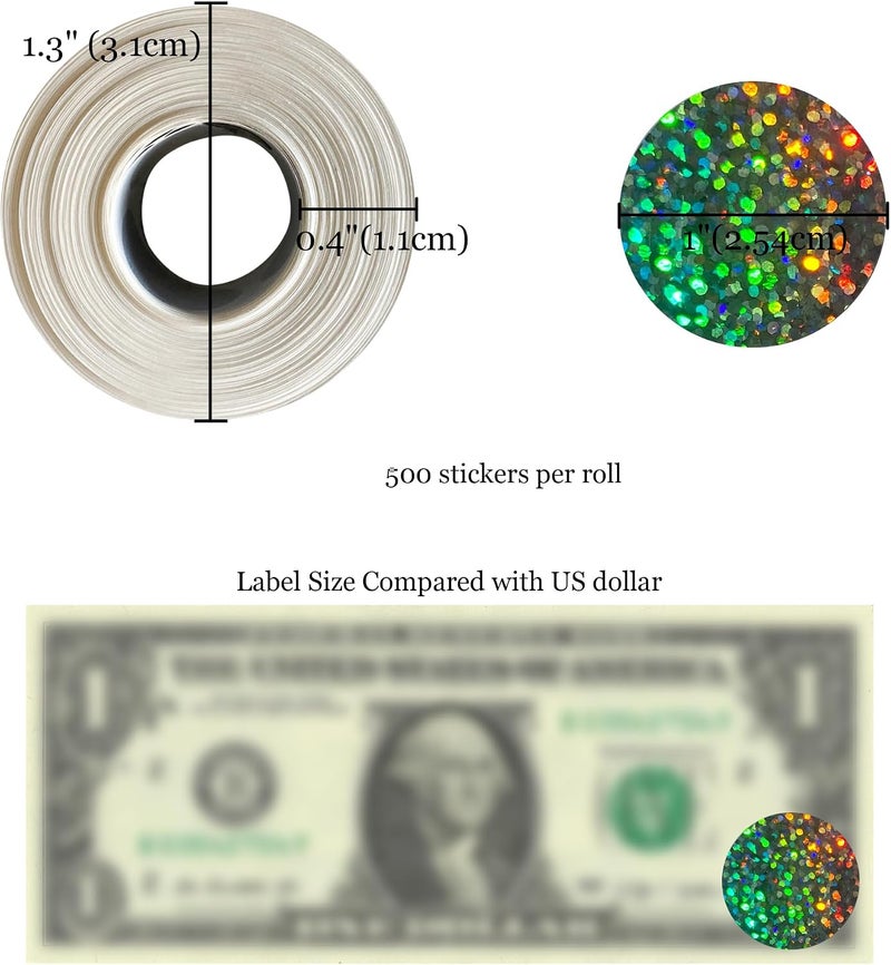 MR-LABEL Mr- Label – 1" Round Scratch Off Stickers – DIY Stickers for Gender Reveal | Reward Programs | Scratch Tickets (Holographic-Dots, 500 Pcs) - Image 2