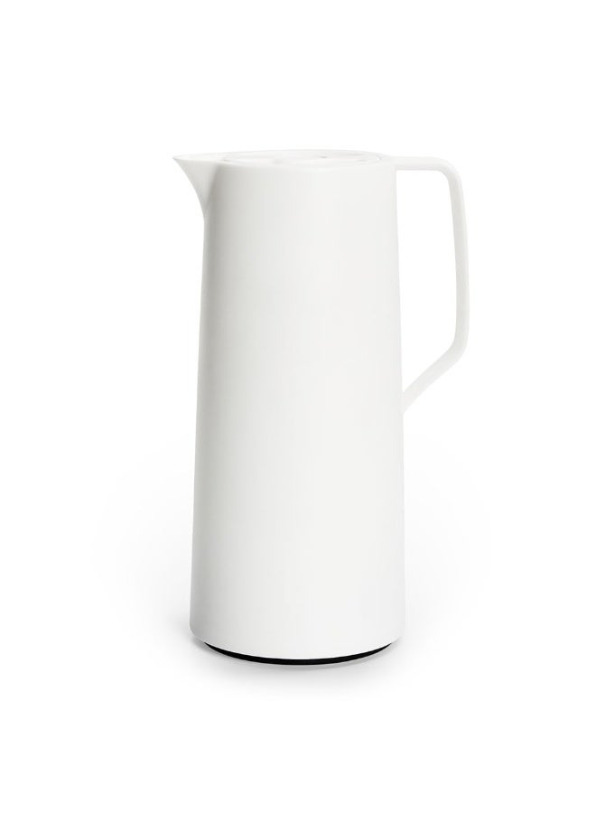 EMSA Motiva Quick Press Vacuum Flask 1L – White Premium Insulated Thermal Carafe for Hot & Cold Beverages – Modern Serving Jug – Made in Germany - Image 1