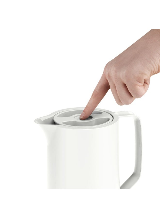 EMSA Motiva Quick Press Vacuum Flask 1L – White Premium Insulated Thermal Carafe for Hot & Cold Beverages – Modern Serving Jug – Made in Germany - Image 3