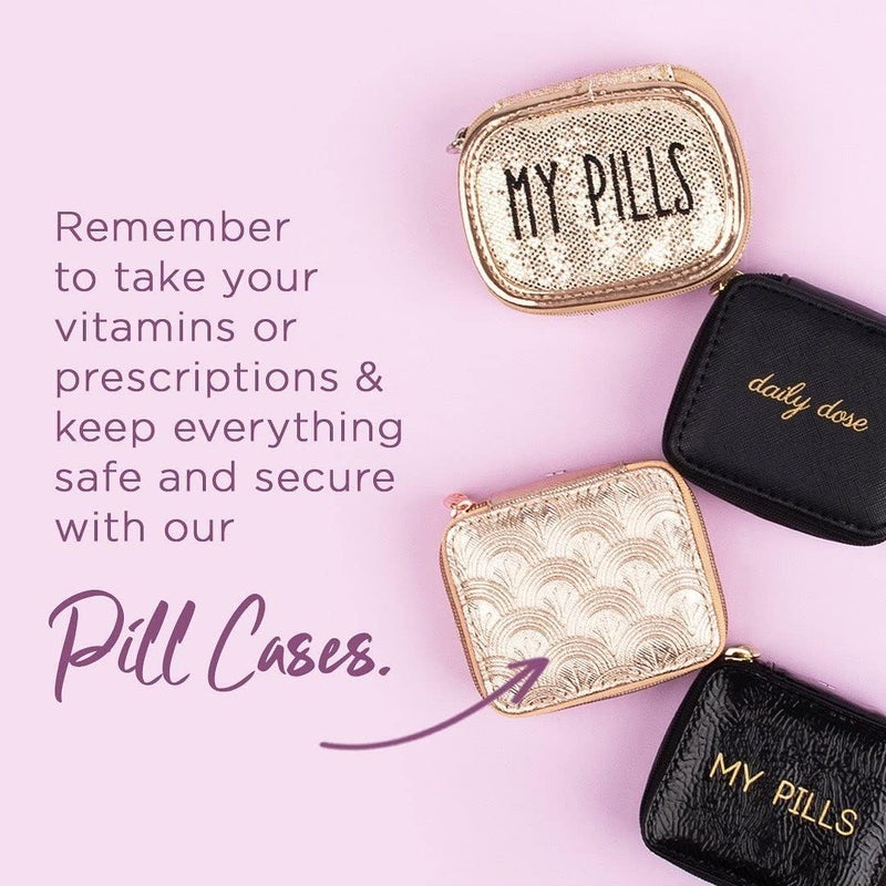 MIAMICA Womens Zippered Pill Case with 8Day Removable Plastic Organizer Black Rainbow Grid 35 x 275 x 125  Cute Weekly Medicine Box Compact Design - Image 3