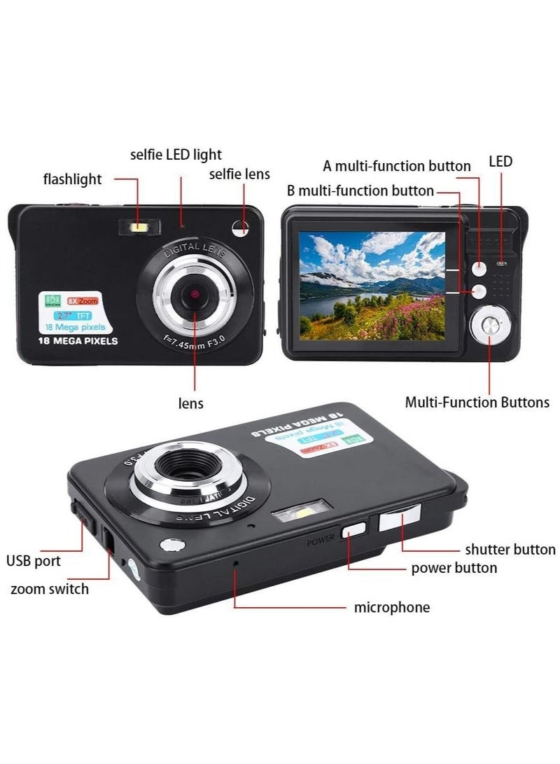Digital Camera for Kids, 2.7" HD Screen 1080P Built-in Microphone for Girls Kids Toddler Indoor Outdoor Travel Birthday Festival Gift