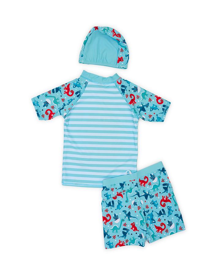 babyqlo Dino Basketball 3 Pc Swimwear Set for Boys - Image 2