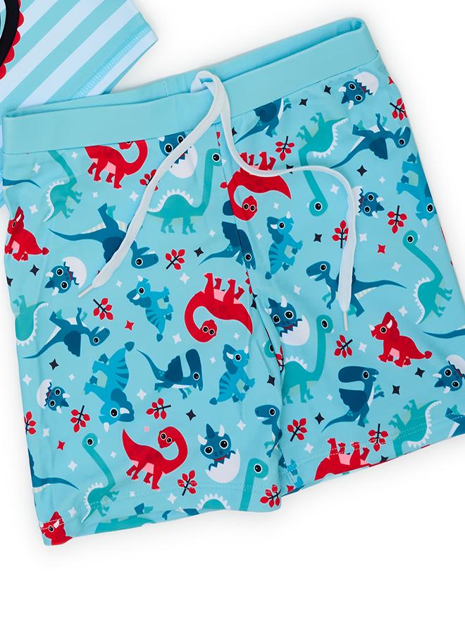 babyqlo Dino Basketball 3 Pc Swimwear Set for Boys - Image 4