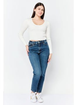 ESPRIT Women Classic Fit Washed Stretchable Jeans, Blue  - Image 2