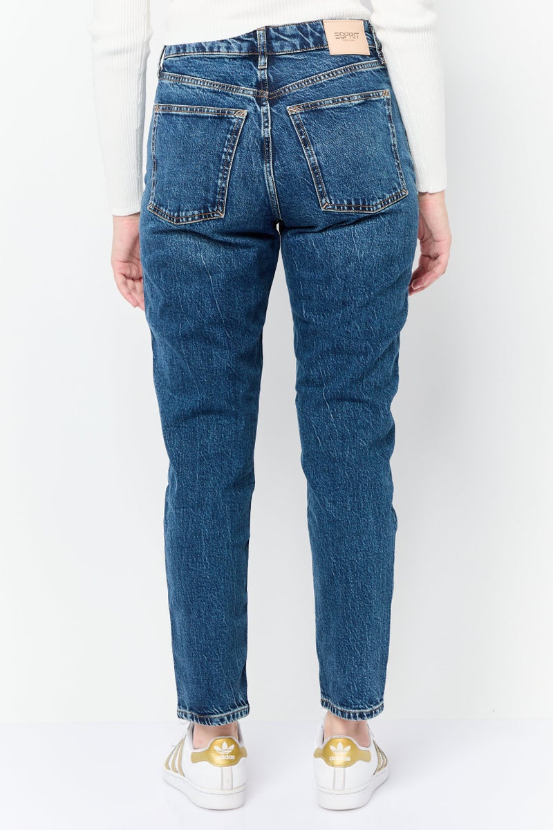 ESPRIT Women Classic Fit Washed Stretchable Jeans, Blue - Image 3