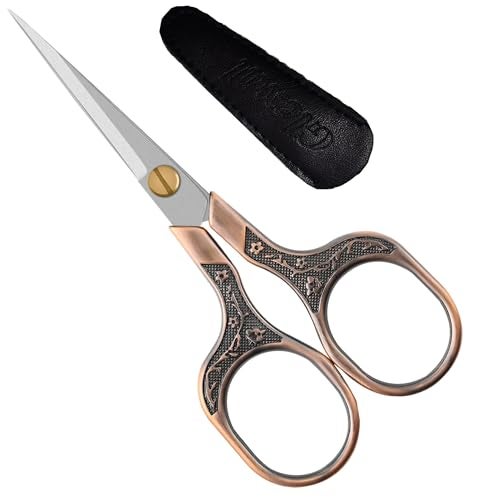 GLEXAL Premium Craft Scissors with Extra Sharp Blades 5 Inch - Ideal For Sewing, Cross Stitch Crochet - With Protective Cover… - Image 1