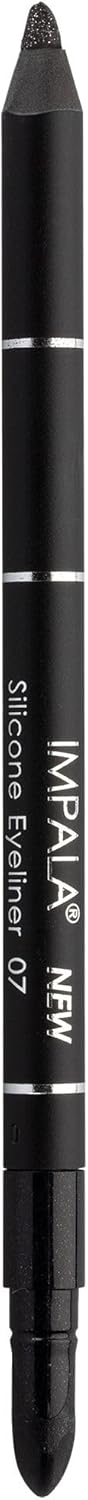 IMPALA Waterproof Eyeliner with Silicone Black with Glitter Color No 07 Defined Line or Smudged Effect EasytoApply Creamy Texture Intense LongLasting and WaterResistant Color