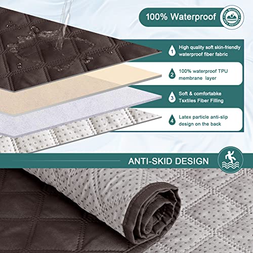 Ruaozz غطاء أريكة قابلة للإمالة مقاوم للماء مع وحدة تحكم، أغطية غير قابلة للانزلاق لأرائك قابلة للإمالة، غطاء للحيوانات الأليفة لأريكة مزدوجة قابلة للإمالة مع أحزمة مرنة للأطفال والكلاب والحيوانات الأليفة (شوكولاتة، مقعدين) - Image 4