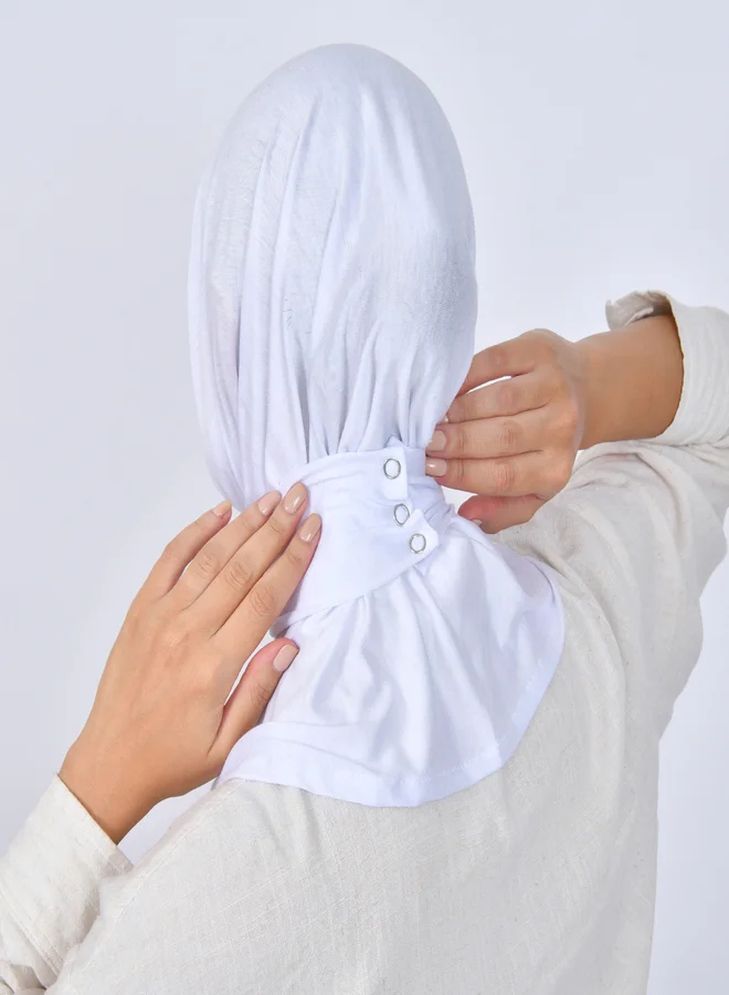 HAWRAA ABAYA Cotton scarf with snaps - white