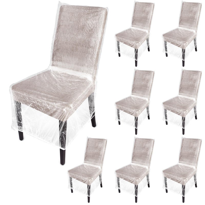 Remagr Remagr 8 Pcs Plastic Dining Chair Covers Protectors Clear Protector Waterproof Seat Cover Fit W21 x D20 Inch