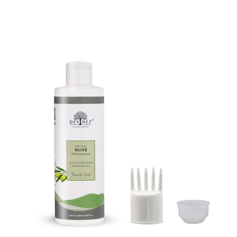 Devinez Olive - Virgin Oil, 250ml (NABL & IFRA Certified) with Flip-Top Cap and Hair Applicator -100% Pure, Natural, Undiluted, Therapeutic Grade, Cold Pressed For Hair, Skin, Nails - Image 1