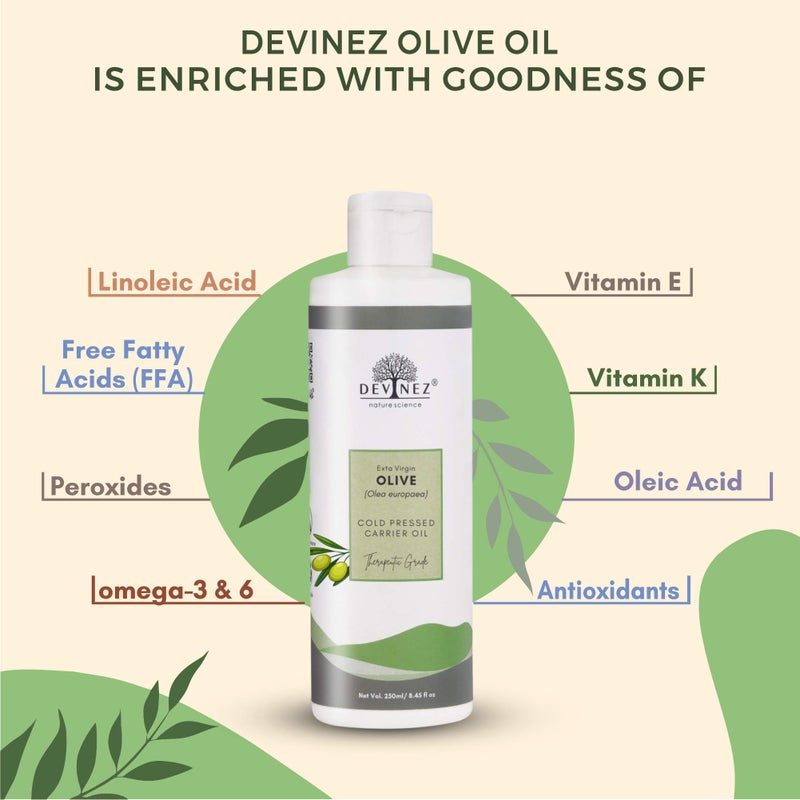 Devinez Olive - Virgin Oil, 250ml (NABL & IFRA Certified) with Flip-Top Cap and Hair Applicator -100% Pure, Natural, Undiluted, Therapeutic Grade, Cold Pressed For Hair, Skin, Nails - Image 4