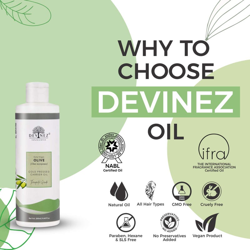 Devinez Olive - Virgin Oil, 250ml (NABL & IFRA Certified) with Flip-Top Cap and Hair Applicator -100% Pure, Natural, Undiluted, Therapeutic Grade, Cold Pressed For Hair, Skin, Nails - Image 2