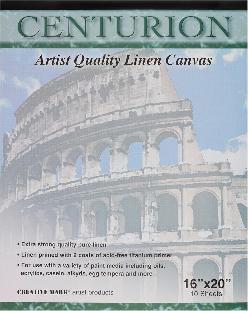 Centurion Artist Professional Linen Canvas Paper Pad for Painting, 10 Sheets 16" x 20" - Image 1