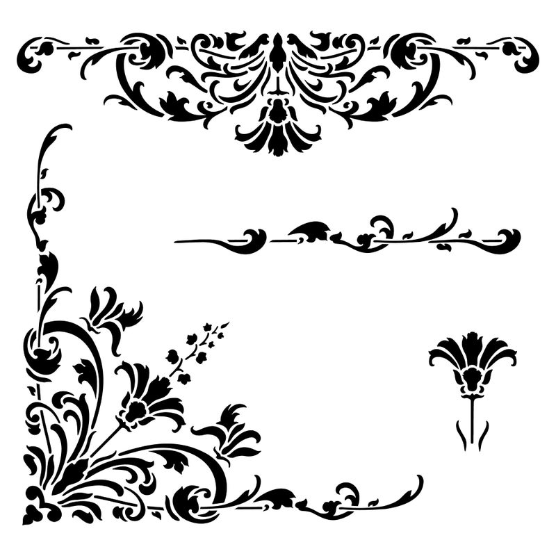 Turn of The Century Stencil Details 10 mil Plastic  Decor Stencils for Painting on Wood Wall Tile Canvas Paper Fabric Furniture and Floor  Reusable Stencil  FS011 by Designer Stencils
