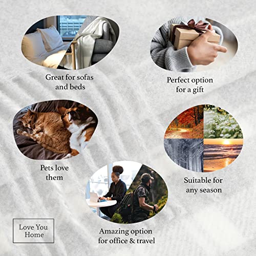 LYHome Cashmere Blanket with Merino - Luxury Wool Throw Soft Cozy and Warm, Decorative Throws Couch Bed Sofa, Warmest Blankets for Travel Camping & Cold Weather (55x79 | Grey with White Tartan) - Image 3