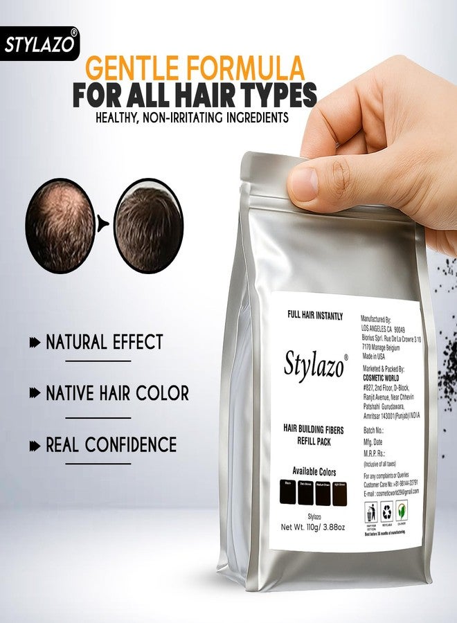 Stylazo Hair Building Fibers Refill Pack 110 grams Hair loss Concealer For Thicker And Fuller Hairs (Dark-Brown) - Image 5