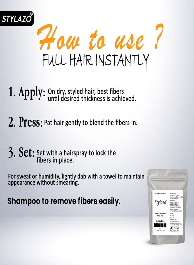 Stylazo Hair Building Fibers Refill Pack 110 grams Hair loss Concealer For Thicker And Fuller Hairs (Dark-Brown) - Image 4
