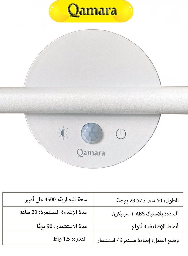  قمرة مصباح حائط LED عصري بمستشعر حركة، قابل لإعادة الشحن، تصميم بسيط، إضاءة مستمرة/استشعار للخزانة، قابل للتعتيم، 3 أنماط ألوان إضاءة (أبيض/طبيعي/أصفر) مناسب لخزانة الملابس/غرفة النوم/المطبخ. - Image 2