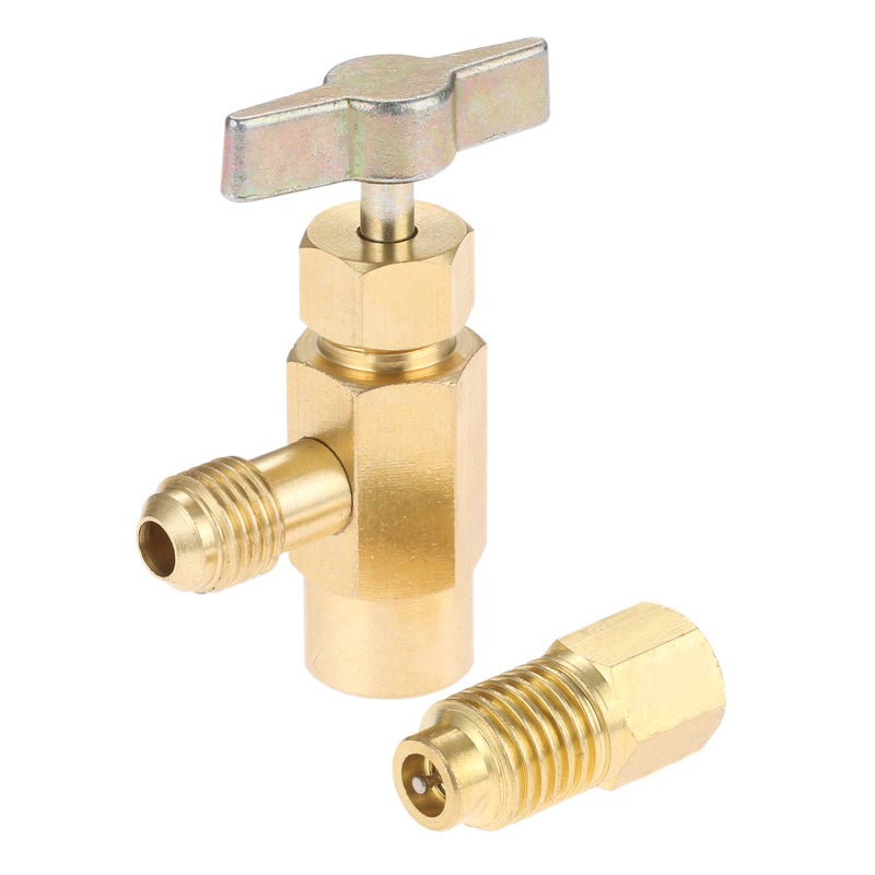 Aupoko R134A SelfSealing Can Tap with R134A Tank Adapter 12 Acme to 14 SAE Refrigerant Can Bottle Tap Opener with 14 SAE Female and 12 Acme Male Adapter