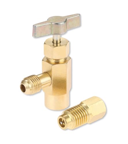 Aupoko R134A SelfSealing Can Tap with R134A Tank Adapter 12 Acme to 14 SAE Refrigerant Can Bottle Tap Opener with 14 SAE Female and 12 Acme Male Adapter for Refilling Automotive AC System - Image 1