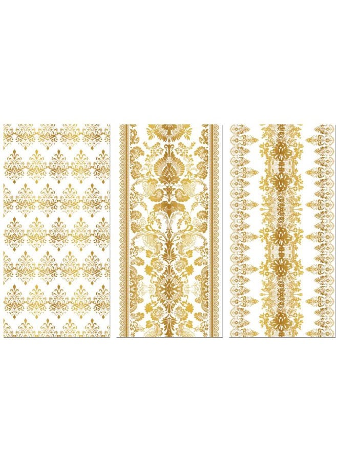 Peacoblue Rub on Transfer Sticker for Furniture Crafts Decor 6"x12" Vintage Gold Lace, 3Pcs Waterproof UV DTF Transfer for Lingerie Chests Drawer Dresser Glass Porcelain Wood Plastic - Image 1