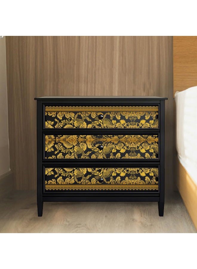 Peacoblue Rub on Transfer Sticker for Furniture Crafts Decor 6"x12" Vintage Gold Lace, 3Pcs Waterproof UV DTF Transfer for Lingerie Chests Drawer Dresser Glass Porcelain Wood Plastic - Image 4