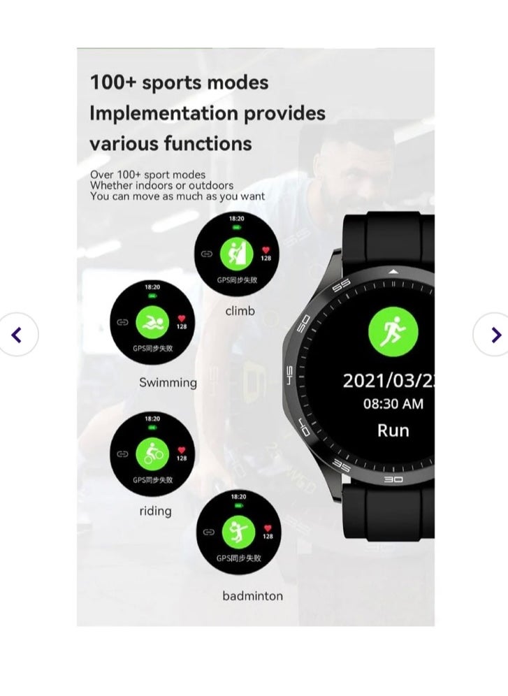 TELUX - TELUX NEO Smart Calling Watch with 1.43” AMOLED Display & 2 Straps (Stainless Steel & Silicon) - AM24 Black - Image 1