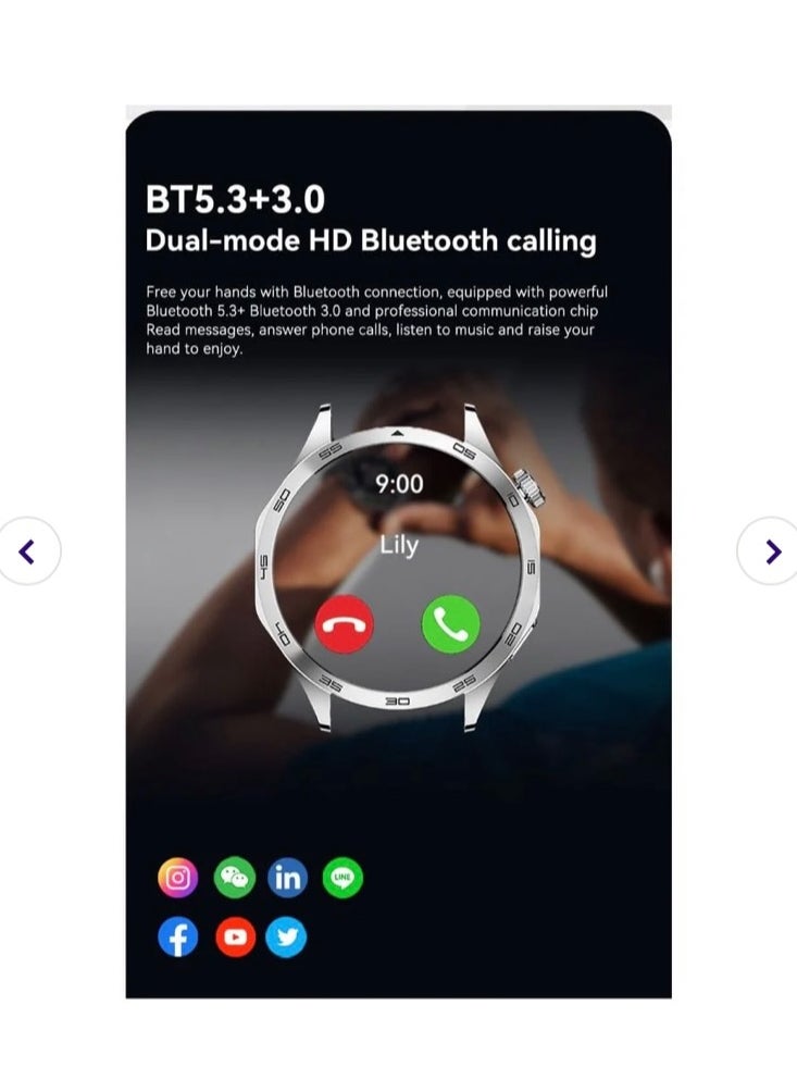 TELUX - TELUX NEO Smart Calling Watch with 1.43” AMOLED Display & 2 Straps (Stainless Steel & Silicon) - AM24 Black - Image 1