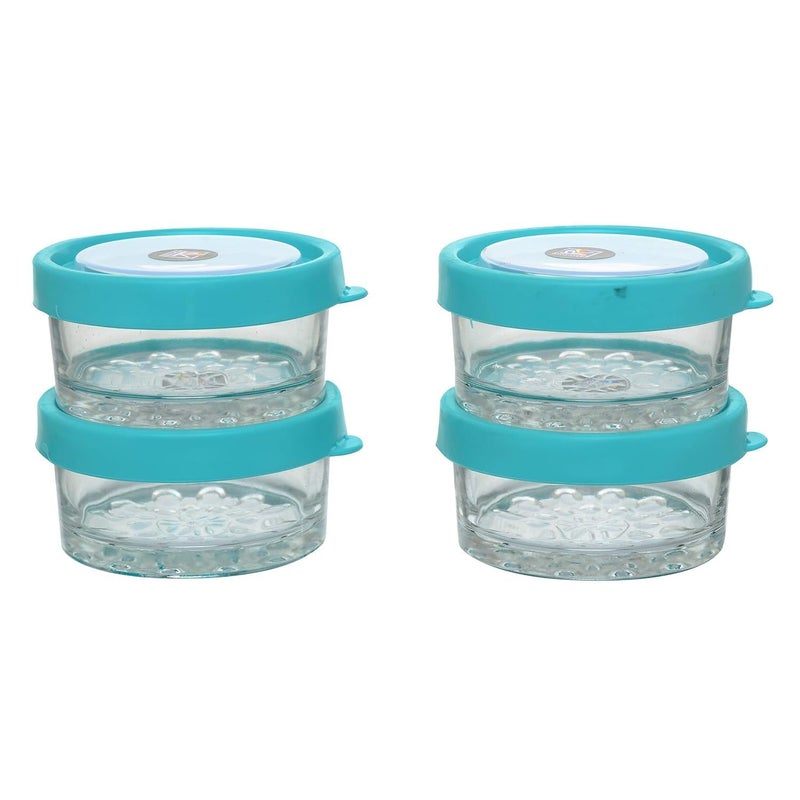 Rainbow Arts Rainbowarts® Mixing Glass Bowl Set of 4 Pcs with Air Tight Lid, Transparent Glass Jars with Color Lid, Oven and Microwave Safe Bowl, Round, Small, Modern/Vibrant, 1 Cup Capacity, Multicolor  - Image 2