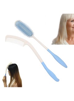 ZJchao Long Reach Handled Comb And Hair Brush Set Antislip Handle Comb Air Cushion Hairbrush Soft Easier Styling Comb Beauty Hair Accessory Applicable To Elderly And Handdisabled People  - Image 1