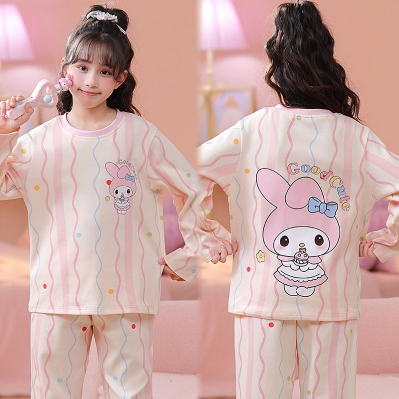 Children'S Home Clothes, Girls' Combed Cotton Long-Sleeved Thin Air-Conditioned Clothes, Medium And Large Children'S Cartoon Princess Baby Pajamas - Image 3