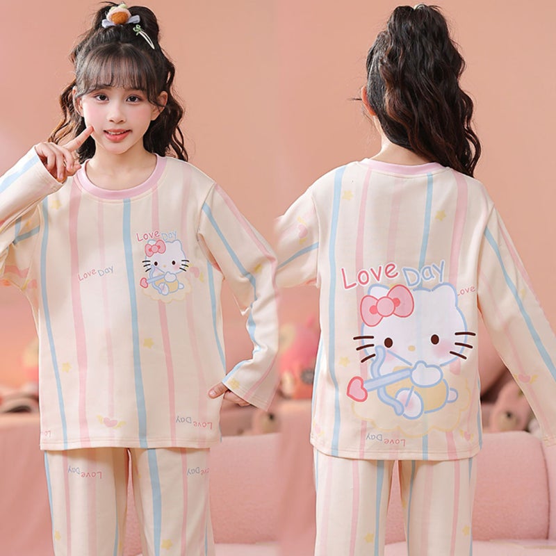 Children'S Home Clothes, Girls' Combed Cotton Long-Sleeved Thin Air-Conditioned Clothes, Medium And Large Children'S Cartoon Princess Baby Pajamas - Image 5
