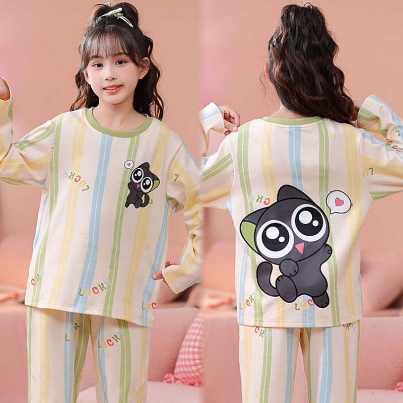Children'S Home Clothes, Girls' Combed Cotton Long-Sleeved Thin Air-Conditioned Clothes, Medium And Large Children'S Cartoon Princess Baby Pajamas - Image 4