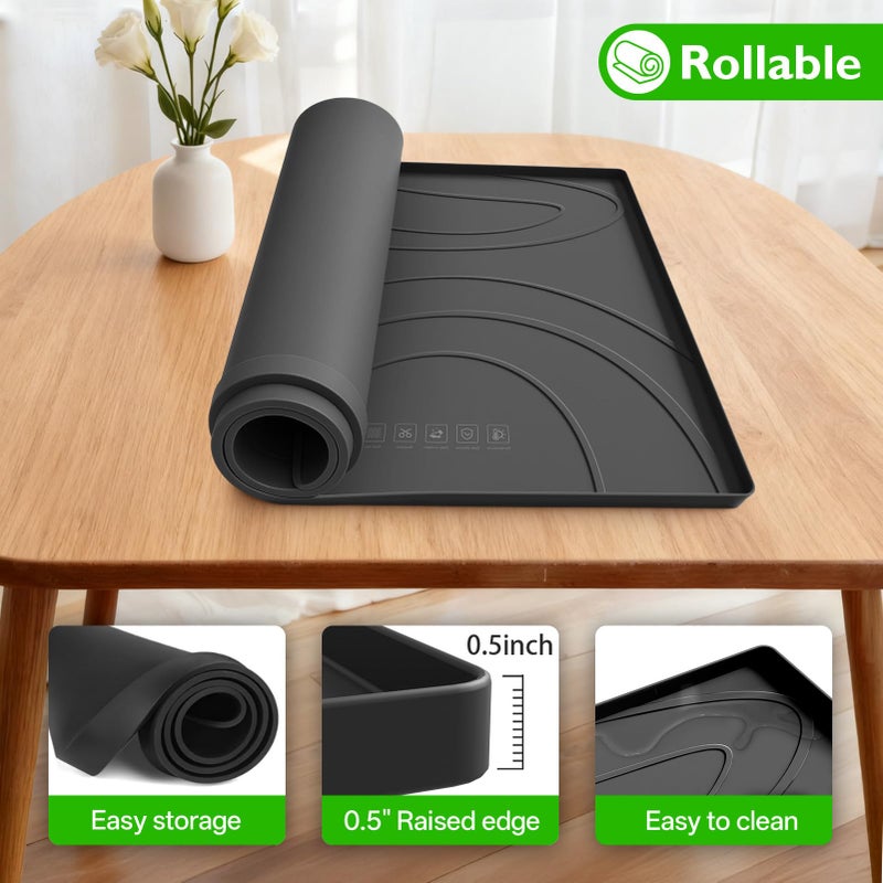 KVRG Mini Fridge Silicone Mat,19.7"x19.7"x0.5" Under Refrigerator Mat, Mini Fridge Drip Pan Prevent Water Leakage,Floor Damage,Protect Mat for Small Fridge,Refrigerator,Freezer-Black - Image 3