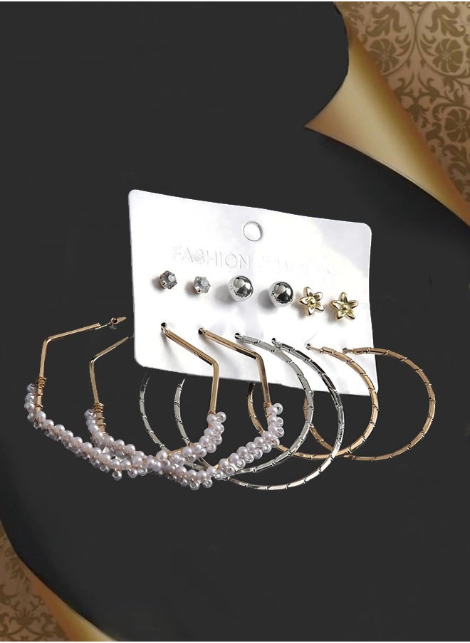 Just Peachy Just Peachy Pack of 6 Earrings, Variety of Gold-Toned, Silver-Toned, and Plated Styles, Elegant and Versatile Jewelry Set for Women, Lightweight, Hypoallergenic, Perfect for Any Occasion  - Image 3