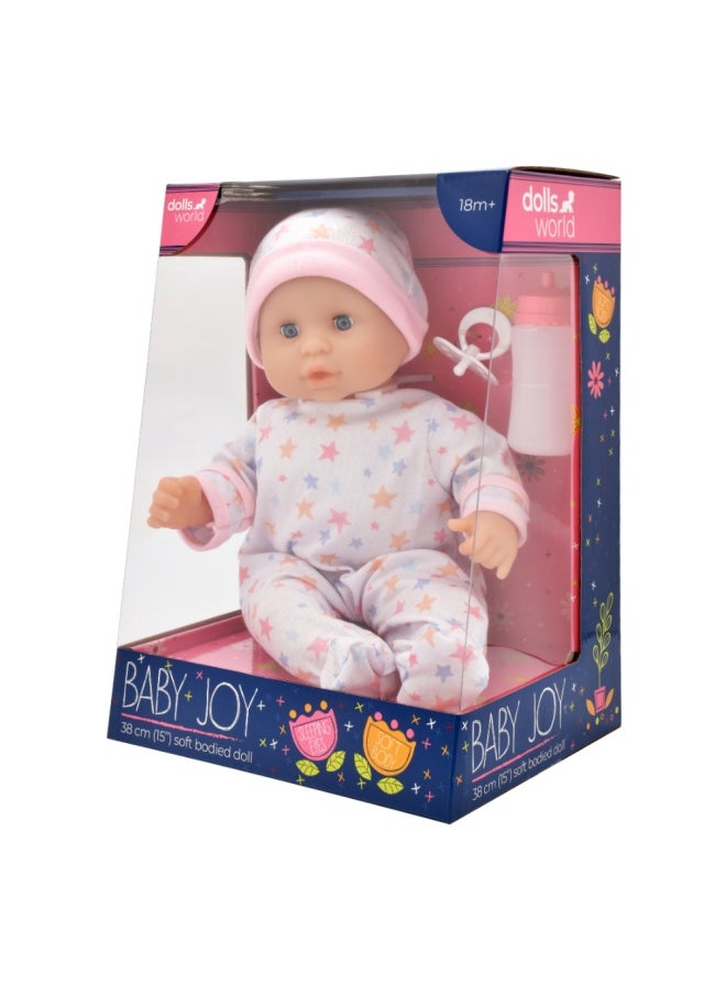 dolls world Baby Joy 15 inch Bean Fill Sleeping Eyes Deluxe Romper and Accessories from Peterkin gift for kids of Age above 18 months  - Image 2