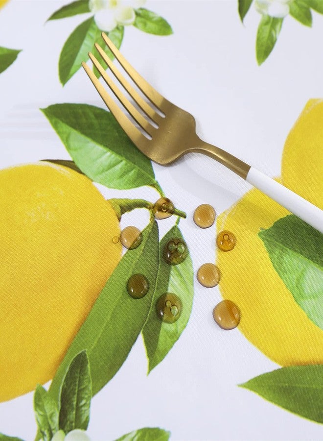 Pioggia مفرش طاولة من الفينيل من بيوجيا مع ظهر من الفلانيل، مقاوم للماء والزيوت، مصنوع من مادة PVC، قابل للمسح، مقاوم للانسكاب، غطاء طاولة بلاستيكي للاستخدام الداخلي والخارجي (ليموني، مستطيل 60 × 84 بوصة) - Image 5