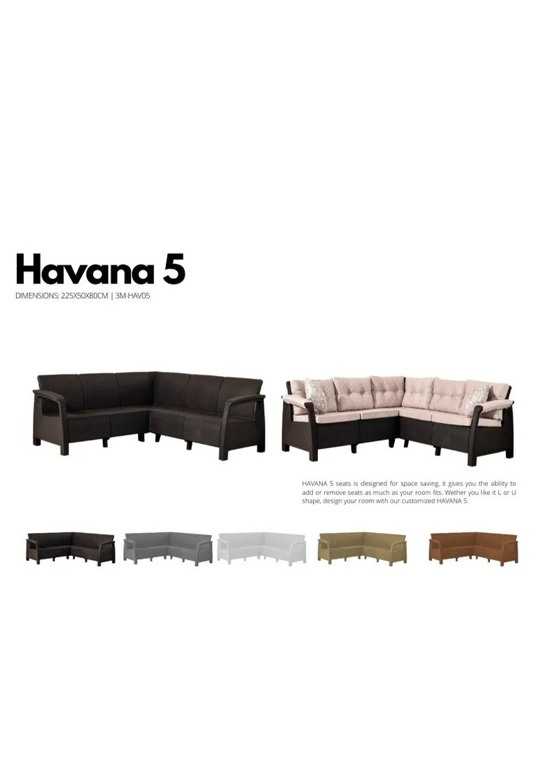 Galaxy Design Havana Five Seat Corner Rattan Sofa Outdoor Indoor - Image 2